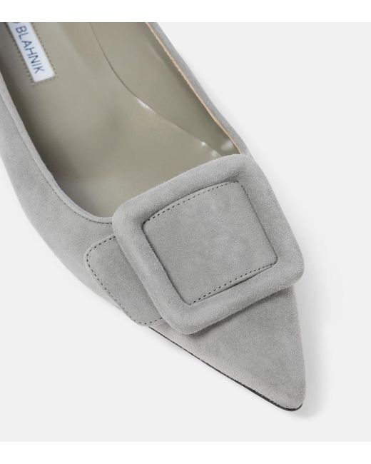 Manolo Blahnik Gray Maysalepumpflat Suede Ballet Flats