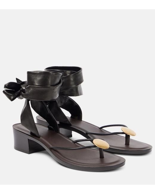 The Row Black Cord Leather Thong Sandals