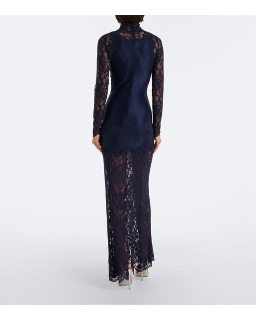 Rabanne Blue Lace High Neck Maxi Dress