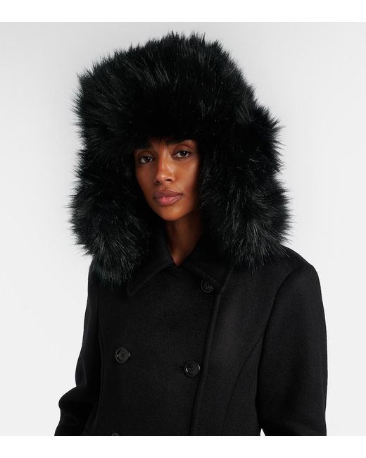 Ruslan Baginskiy Black Cotton-Trimmed Aviator Hat