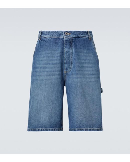 Bottega Veneta Blue High-Rise Denim Bermuda Shorts for men