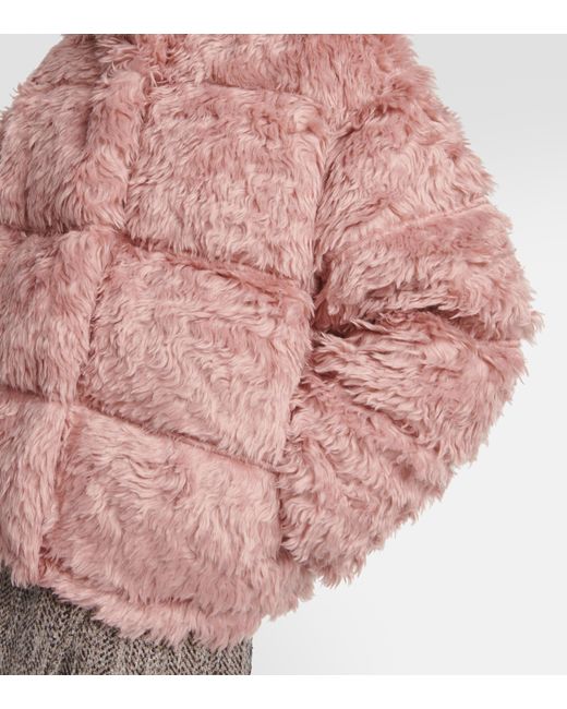 Acne Studios Faux Fur Down Jacket in Pink | Lyst