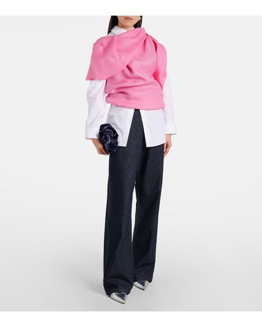 Dries Van Noten Pink Draped Silk Satin Top
