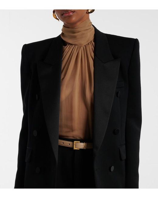 Saint Laurent Natural Cassandre Leather Belt