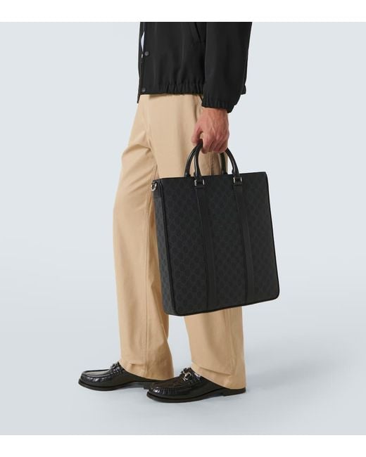 Gucci Tote Gg Supreme Medium Mit Leder in Black für Herren