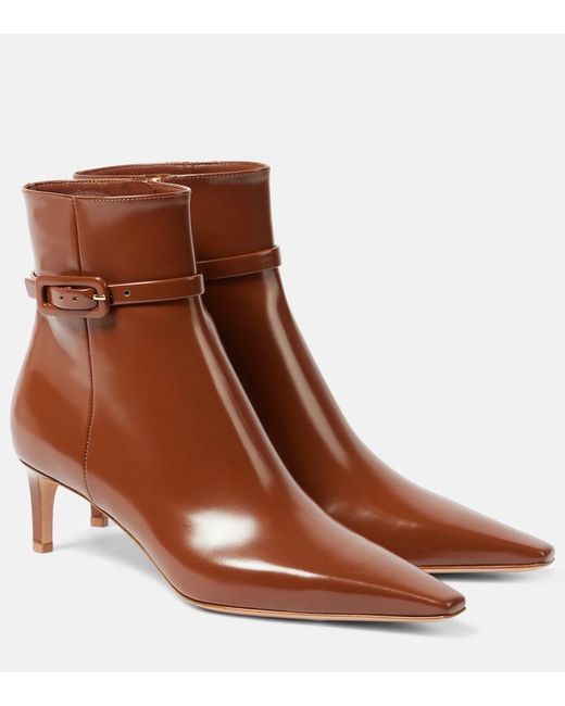 Gianvito Rossi Brown Patent Leather Ankle Boots