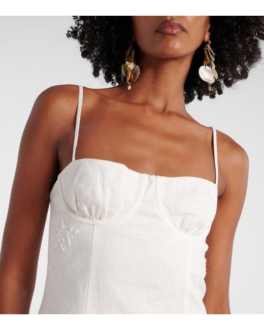 Sir White Alessandra Embroidered Linen Minidress