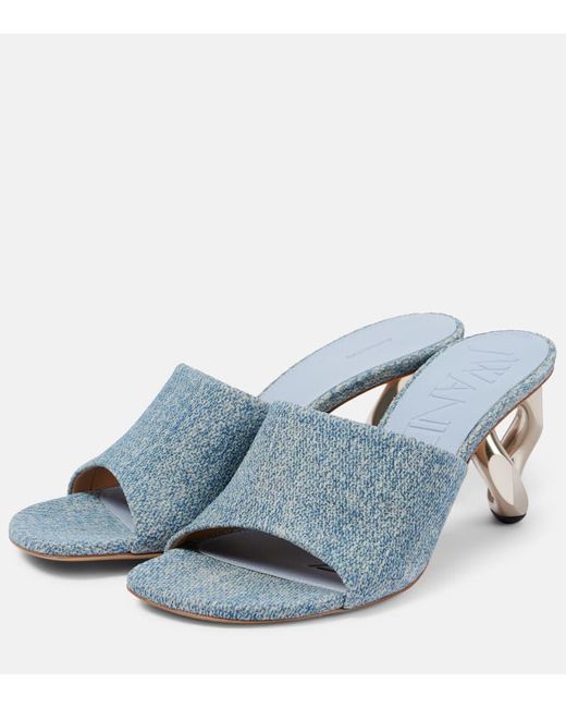 J.W. Anderson Blue Pantoletten Aus Denim Mit Leder
