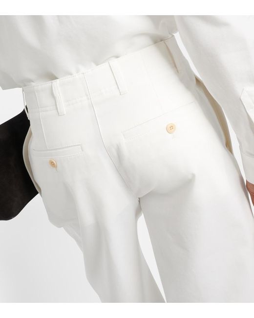 Totême  White High-rise Cotton Twill Wide-leg Pants