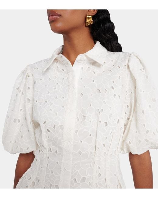 Jonathan Simkhai White Cleo Broderie Anglaise Cotton Minidress