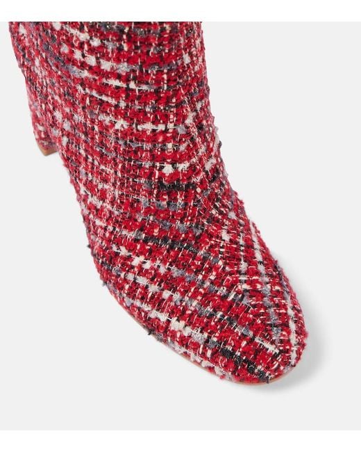 Gianvito Rossi Red Boucle Knee-High Boots