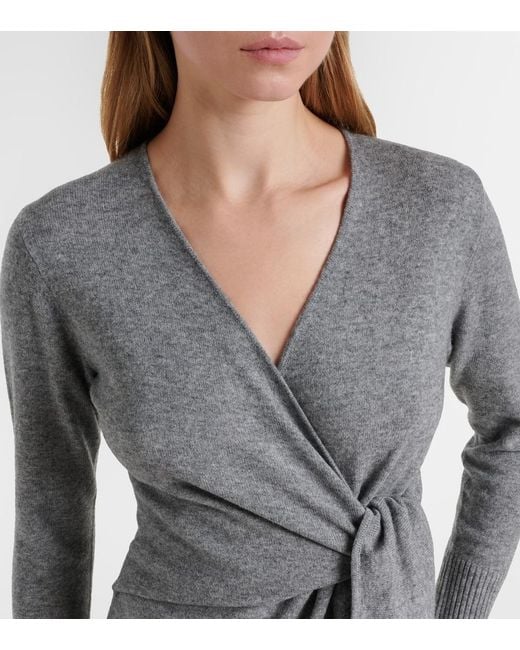 Veronica Beard Gray Salomez Wool And Cashmere Wrap Midi Dress
