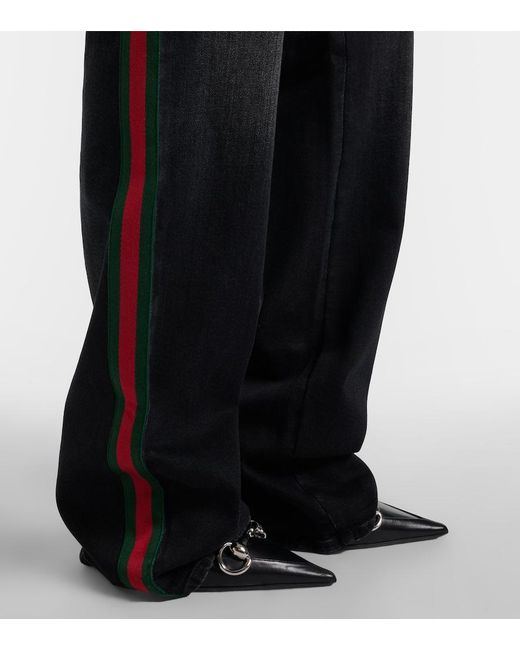Gucci Blue Web Stripe Straight Jeans