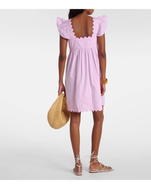 Juliet Dunn Pink Embroidered Cotton Minidress