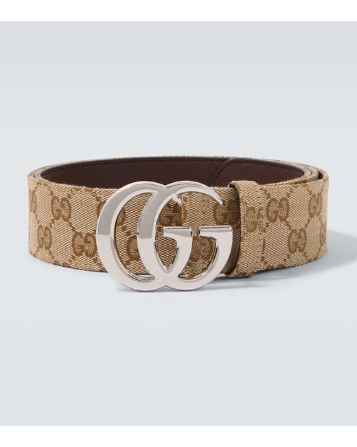 Gucci Brown Flat Marmont Gg Canvas Belt for men