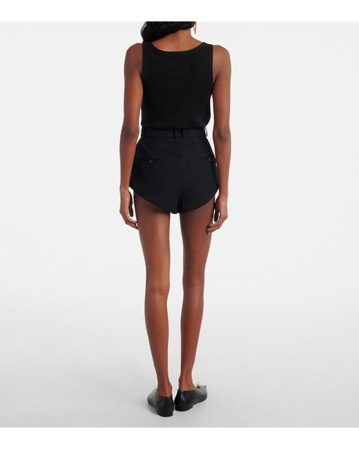 Magda Butrym Black Belted Wool Shorts