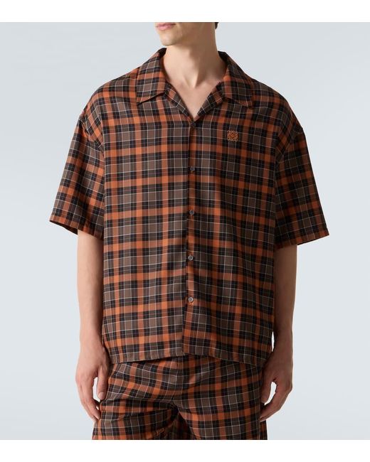 Loewe Brown Anagram Plaid Bowling Shirt for men