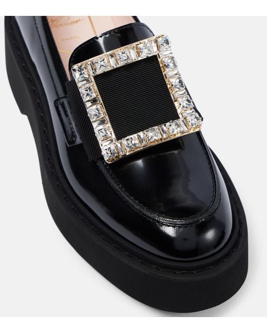 Roger Vivier Black Viv' Rangers Embellished Platform Loafers