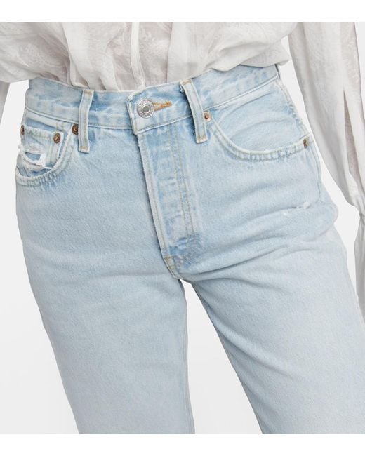 Re/done Blue '90S High-Rise Straight Jeans