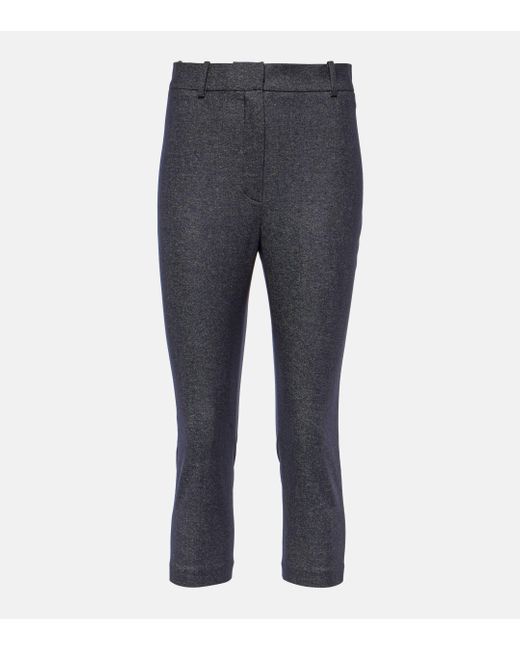 Magda Butrym Blue High-rise Wool And Cotton Cropped Pants