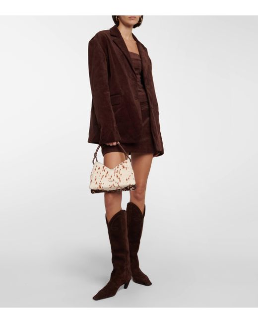 Mini-jupe Annette en velours cotele Staud en coloris Brown
