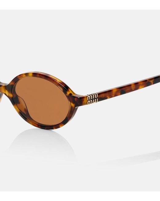 Miu Miu Brown Miu Regard Oval Sunglasses