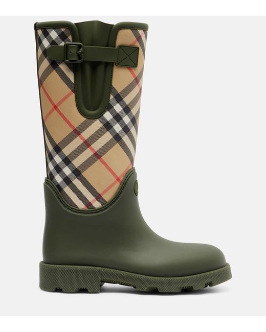 Bottes De Pluie Marsh Check Burberry en coloris Green