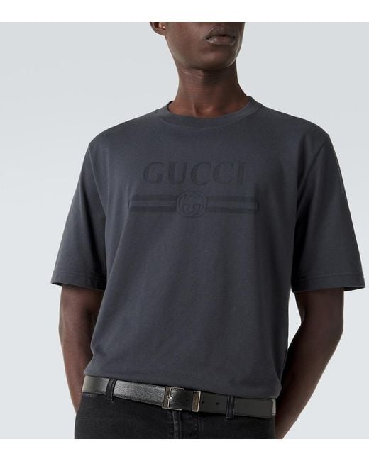 Gucci Black Logo Cotton-Blend Jersey T-Shirt for men