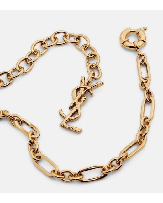 Saint Laurent White Cassandre Chain Belt