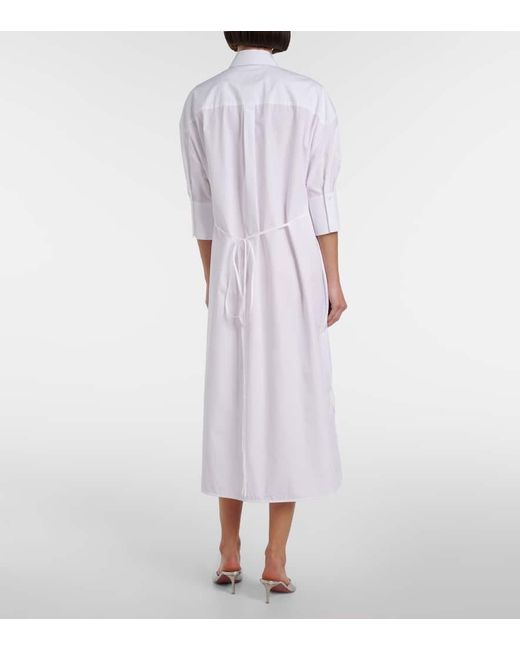Erdem White Embroidered Cotton Poplin Shirt Dress