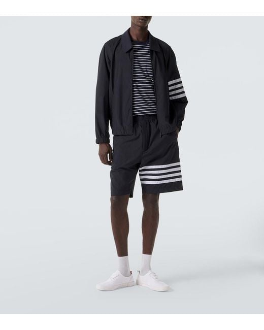 Thom Browne Blue 4-Bar Ripstop Shorts for men