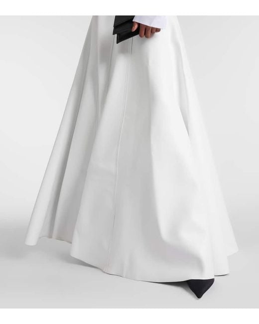 Norma Kamali White Grace Faux Leather Maxi Skirt