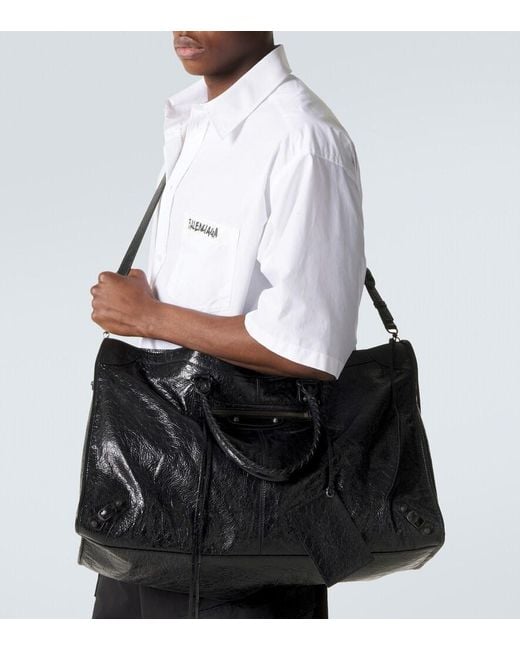 Balenciaga Black Le City Leather Duffel Bag for men