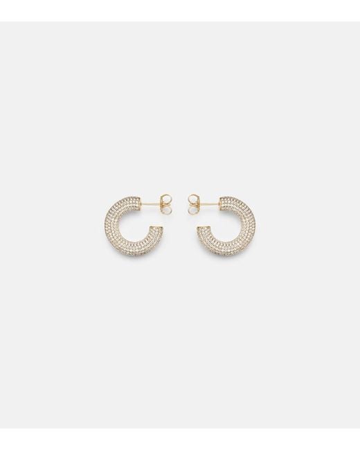 Sydney Evan White Puffy 14Kt Hoop Earrings With Diamonds