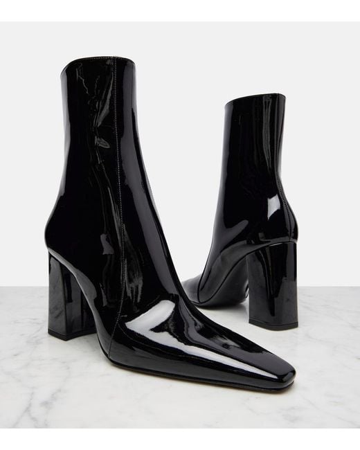 Saint Laurent Black Rainer 90 Patent Leather Ankle Boots