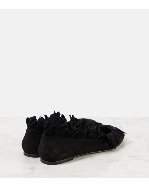 Alaïa Black Petal Suede Ballet Flats