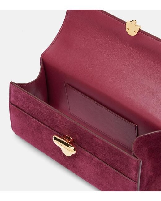 SAVETTE Purple Symmetry Suede Crossbody Bag
