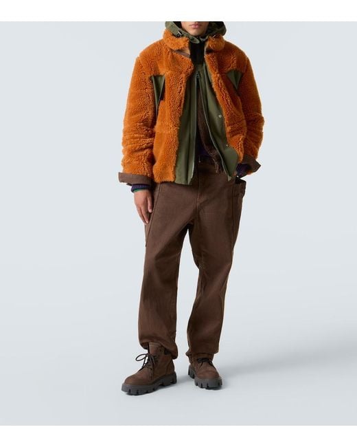 Sacai Orange Wool-Blend And Canvas Jacket for men