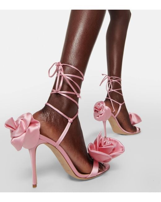 Magda Butrym Pink Floral Satin Sandals