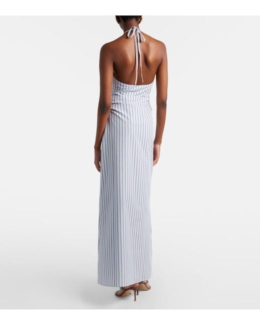 Sir White Pinstripe Cotton-Blend Maxi Dress