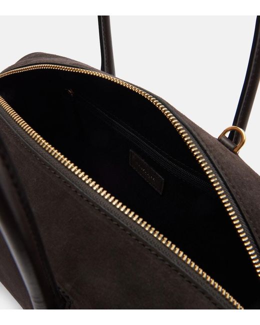 DeMellier London Black Stockholm Midi Suede Top-Handle Bag