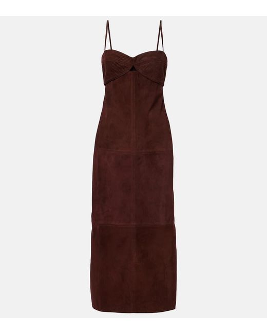 Johanna Ortiz Purple Midikleid Aus Veloursleder