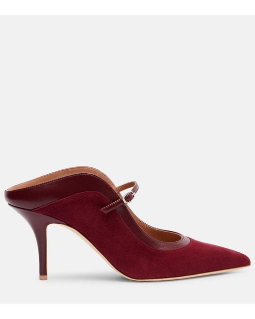 Malone Souliers Red Delphi 70 Suede Mules