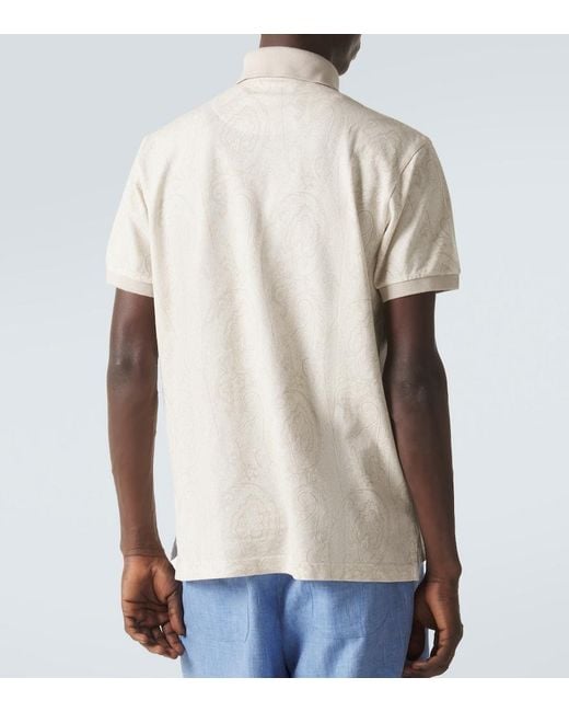 Etro White Paisley Cotton Polo Shirt for men
