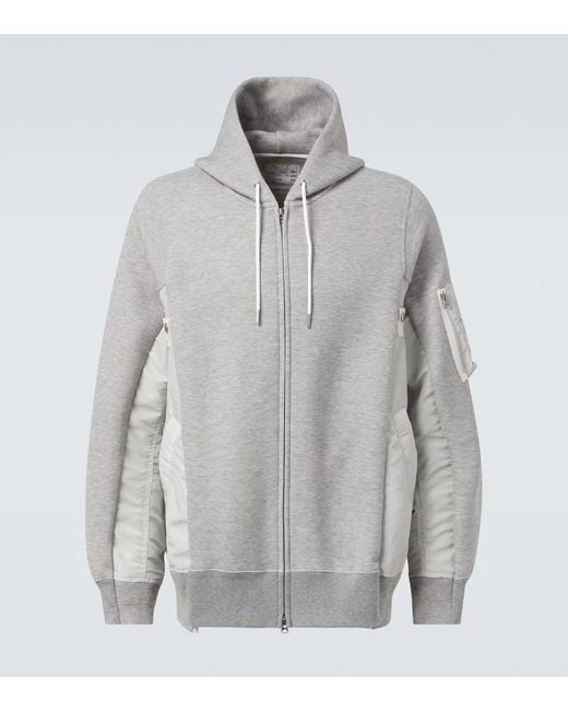 Sudadera Con Capucha De Jersey De Algodon Sacai de hombre de color Gray
