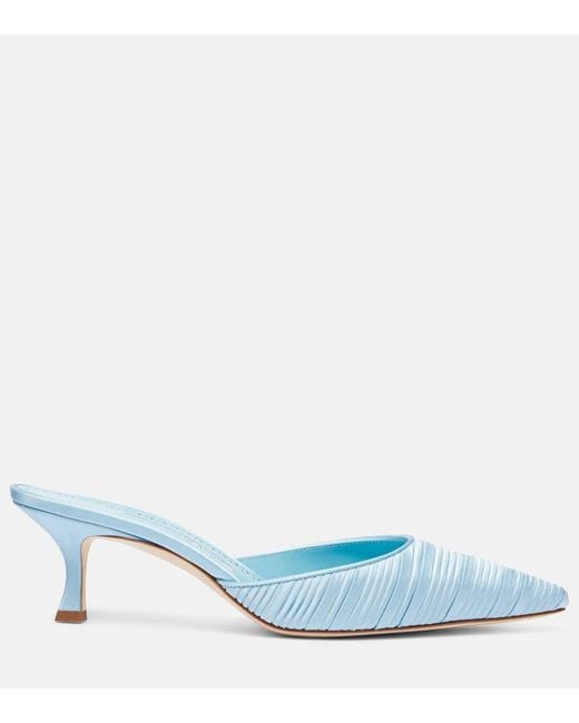 Manolo Blahnik Blue Mules Carolyne 50 Aus Satin