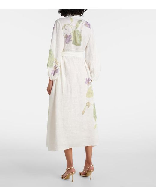 Erdem White Linen Wrap Dress