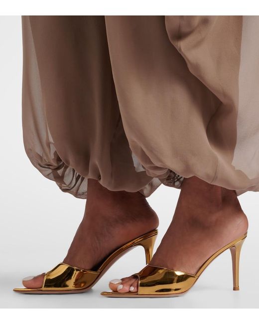Gianvito Rossi Brown Elle Metallic Leather Mules