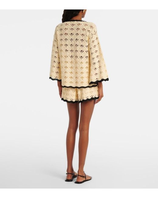 Zimmermann Natural Aster Crochet Cotton Shorts