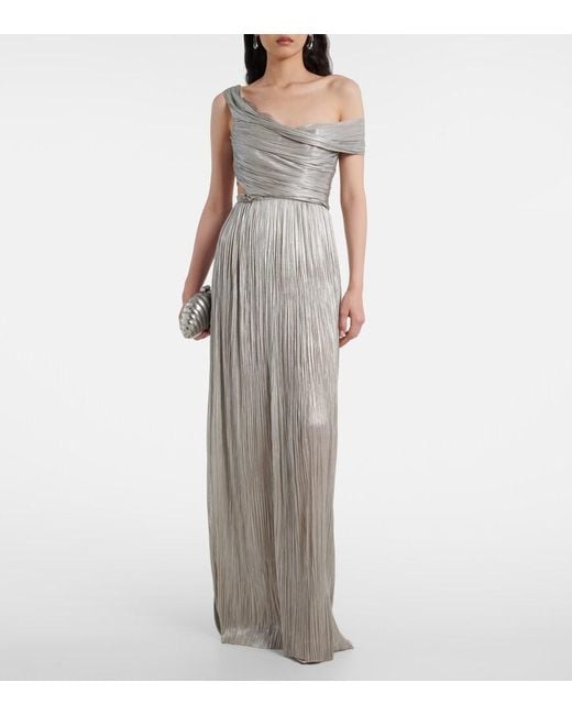 Maria Lucia Hohan White Serene Asymmetric Silk Muslin Gown